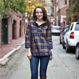 Devon Baer Plaid Ruffle Neck Blouse